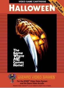 La semplice cover di Halloween per Atari VCS riprende in pieno l'immagine scelta per la locandina del film originale di John Carpenter.